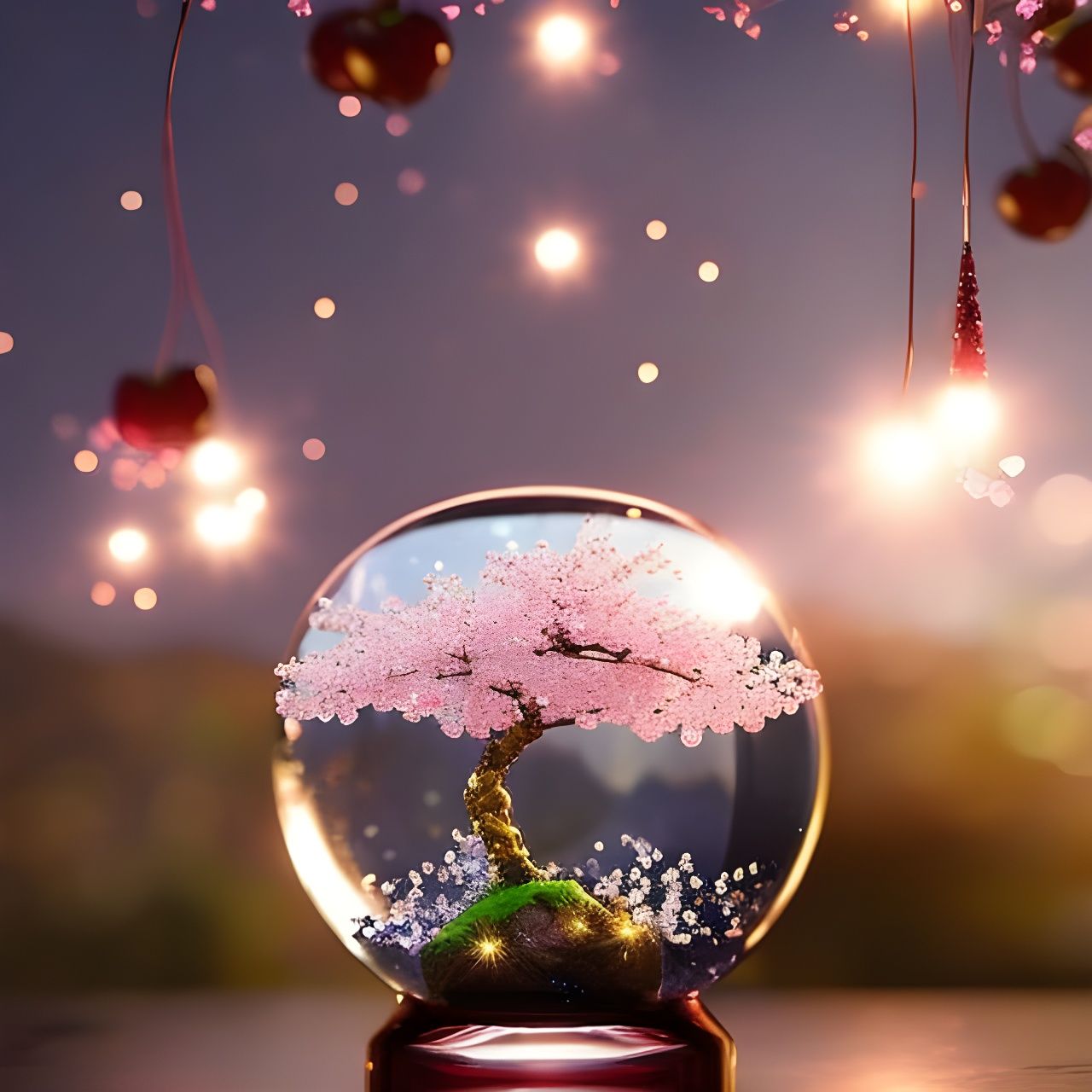 Cherry Trees in Glass Cherry: Dreamy Digital Art