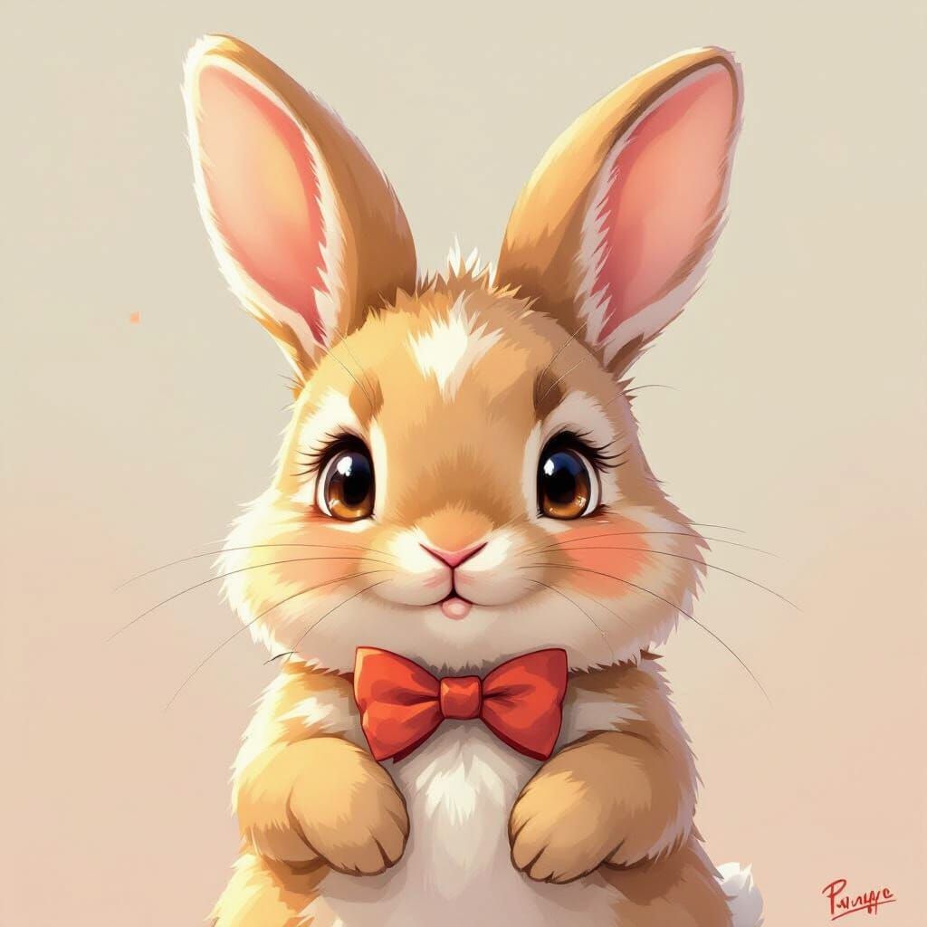 Cute Bunny in Anime Key Visual Style