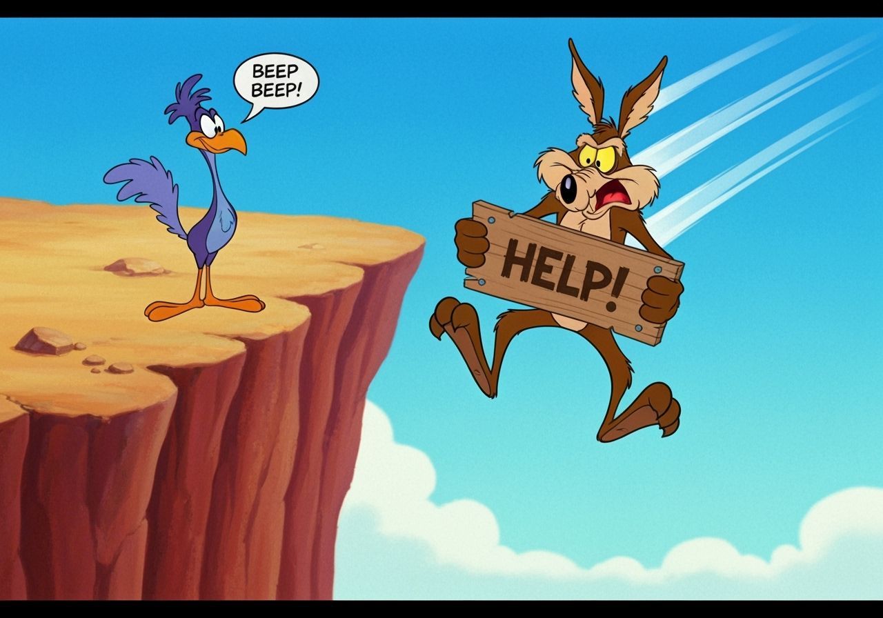 Road Runner and Wile E. Coyote Cartoon Scene