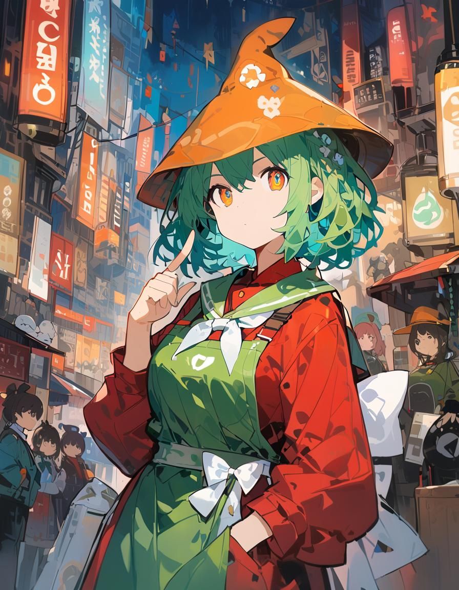 Anime Style Portrait of Two Women with Colorful Hair