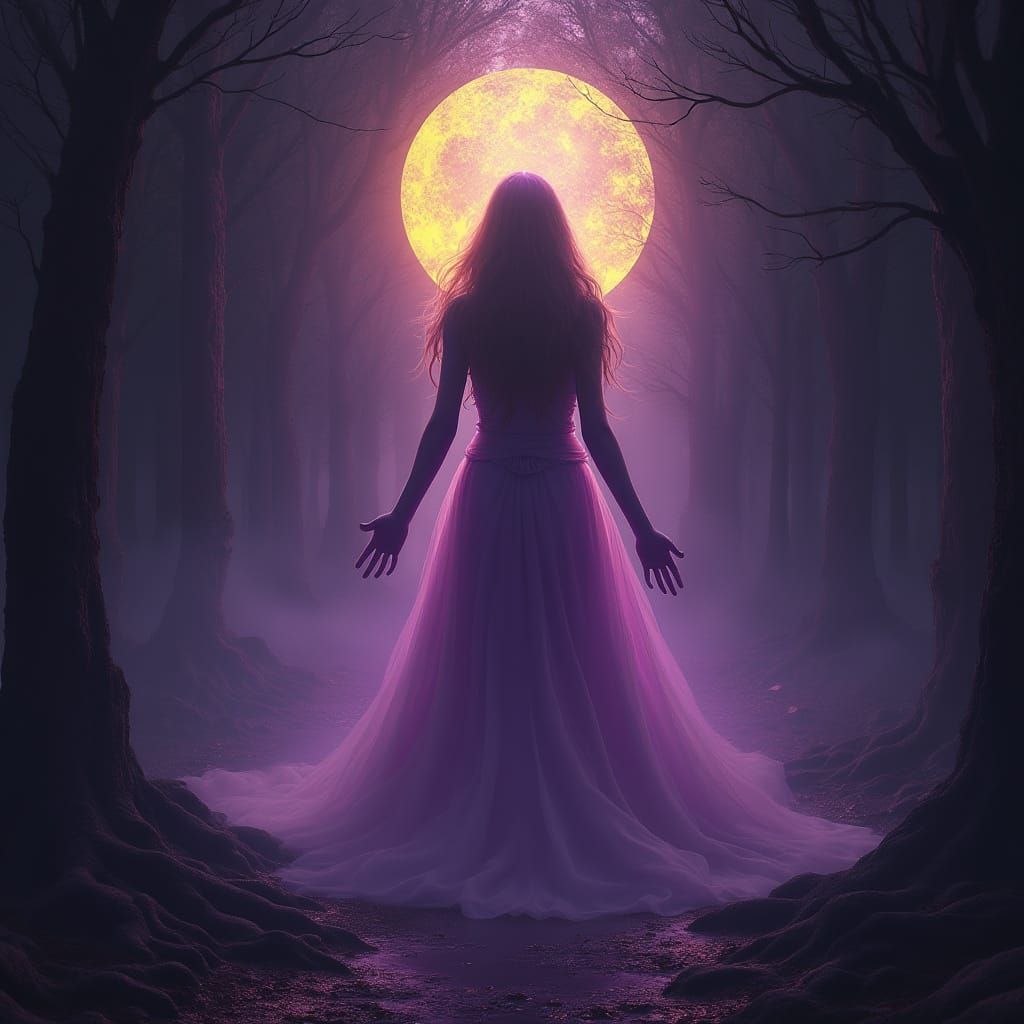 Ethereal Woman Apparition in Dark Mirror