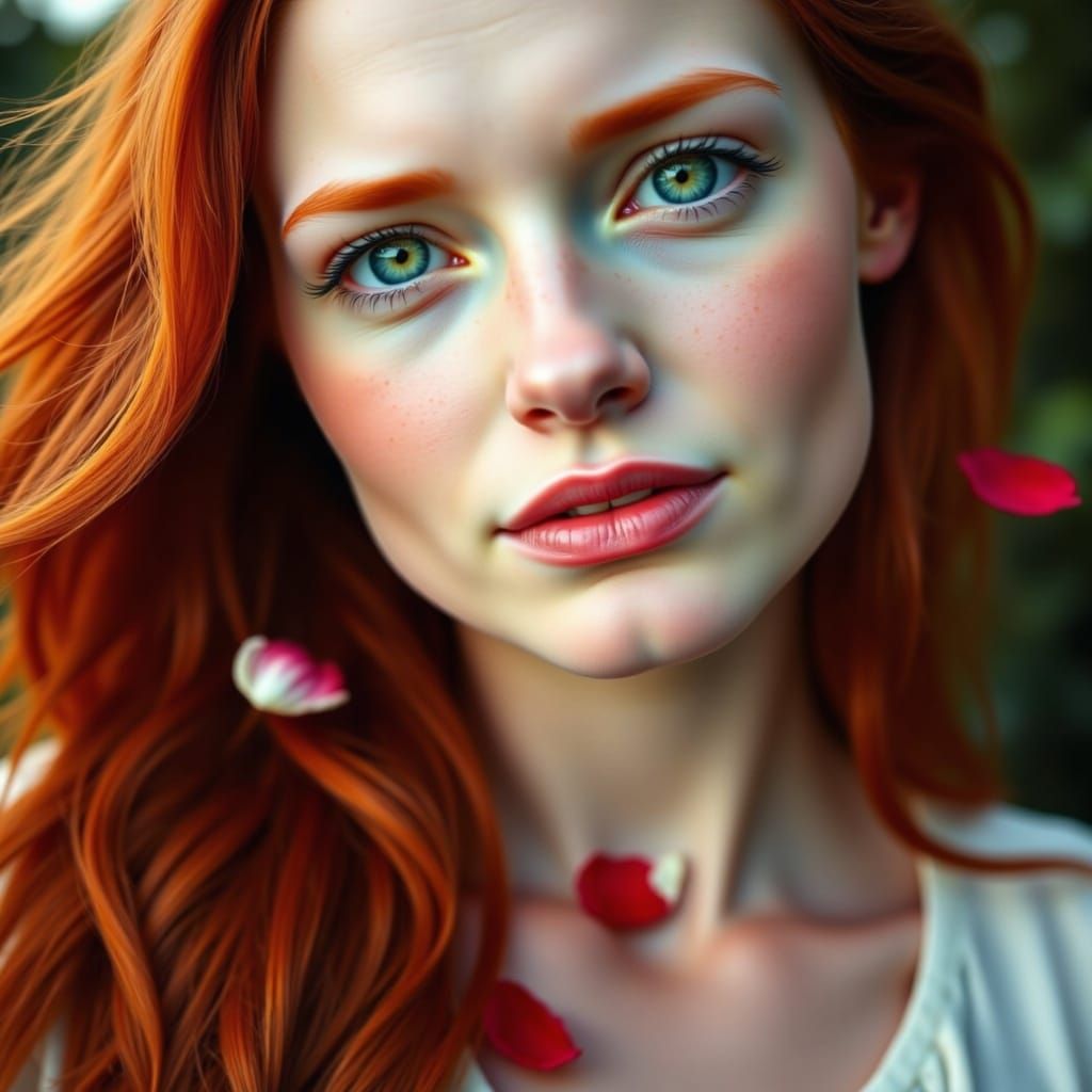 Joyful Redhead Portrait with Heterochromia