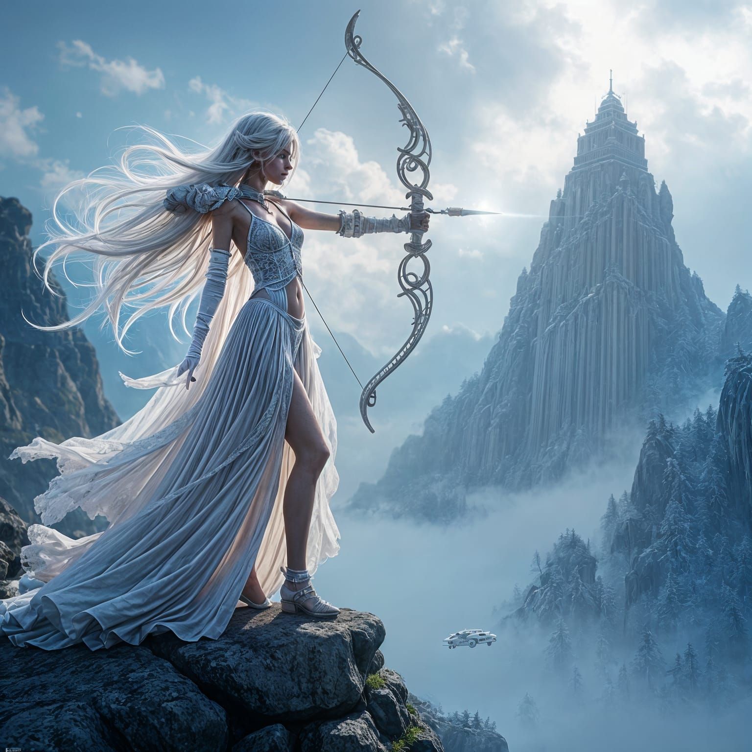 Ethereal Elf Maiden in Enchanted Forest