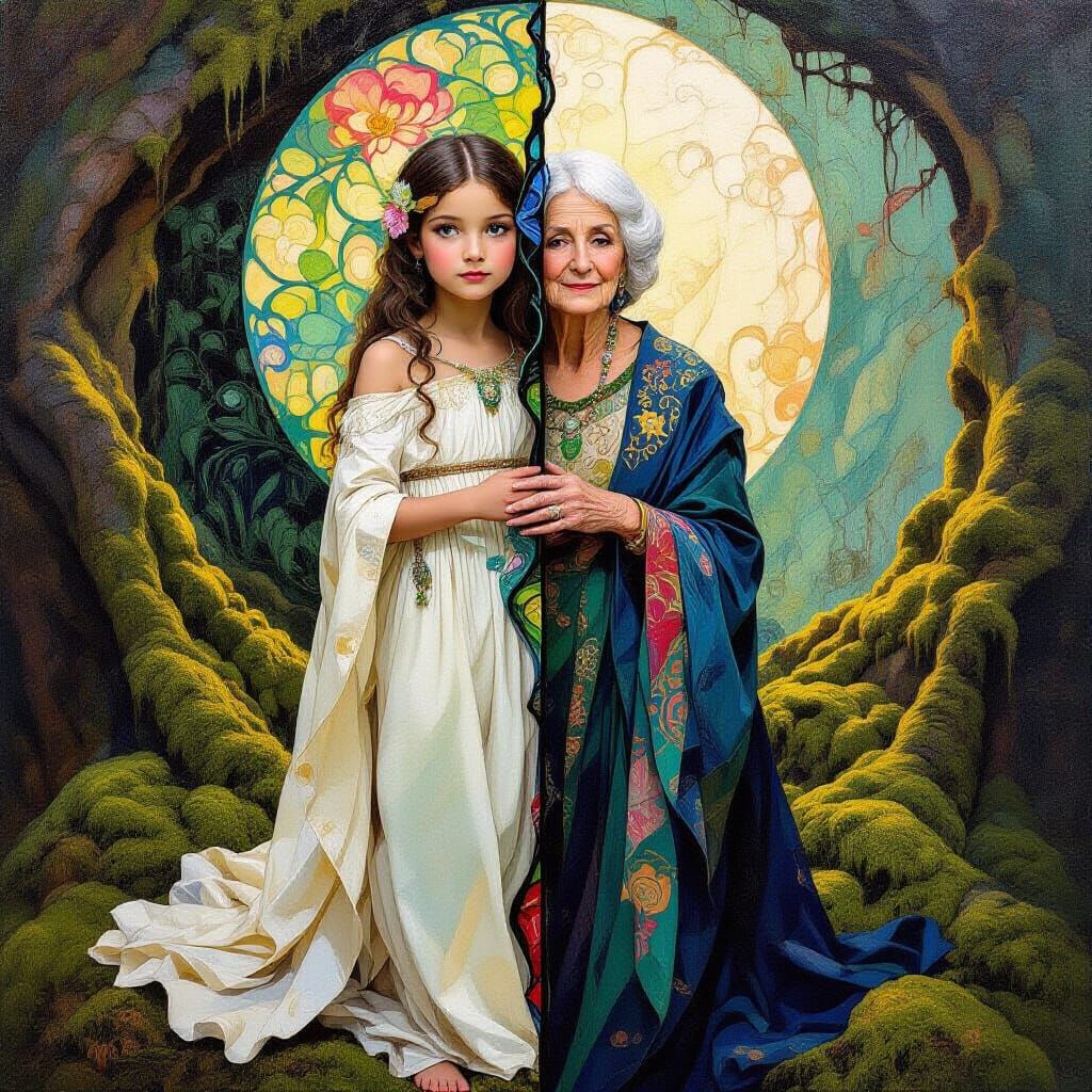 Mystical Alien Woman in Neo-Impressionist Style