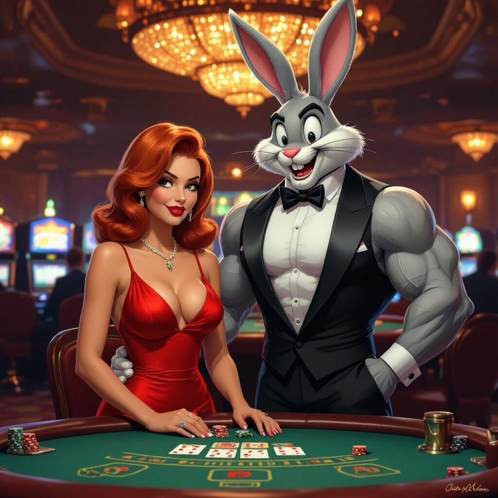 Roger and Jessica Rabbit as Vegas Gamblers