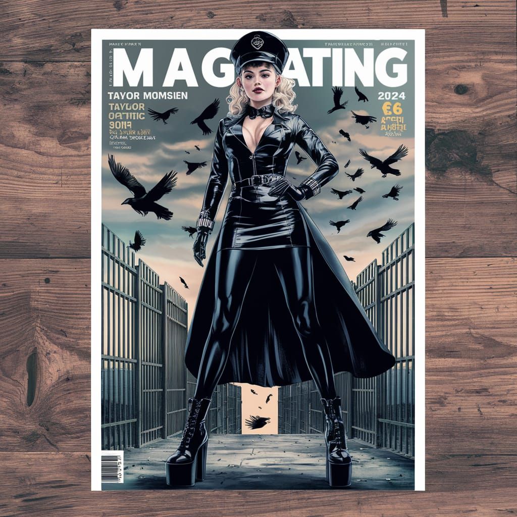 Gothic Prison Guard Magazine Cover in Anime Style