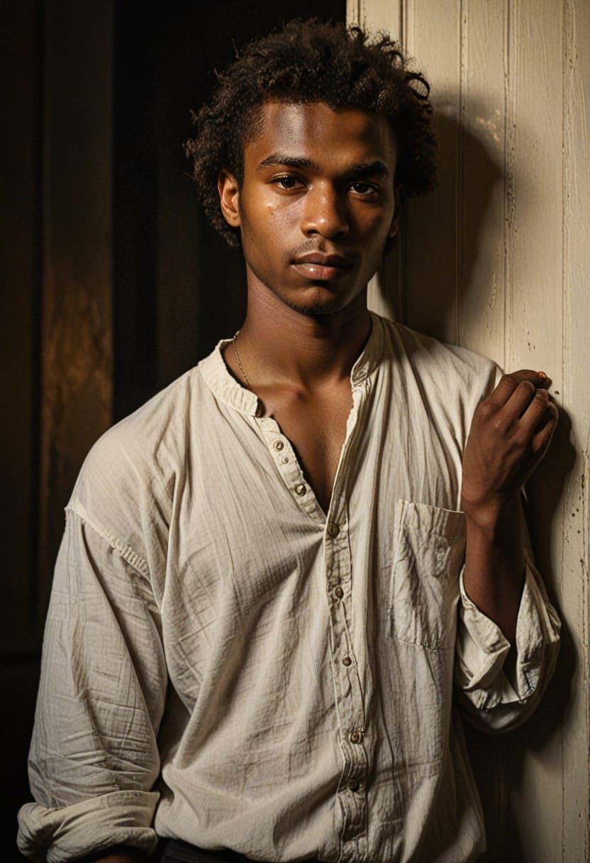 Dark Fantasy Portrait of a Handsome Young Man in a Moody Oil...