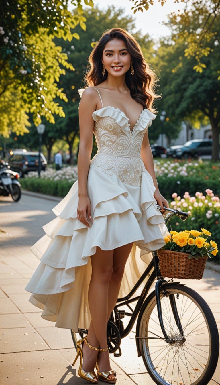 Mexican Woman in Wedding Dress, Vibrant Oil Painting