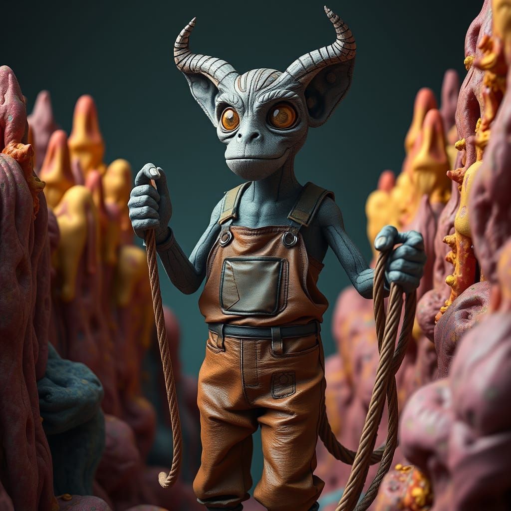 Surreal Landscape Creature Ponders Existence Amidst Fractal ...