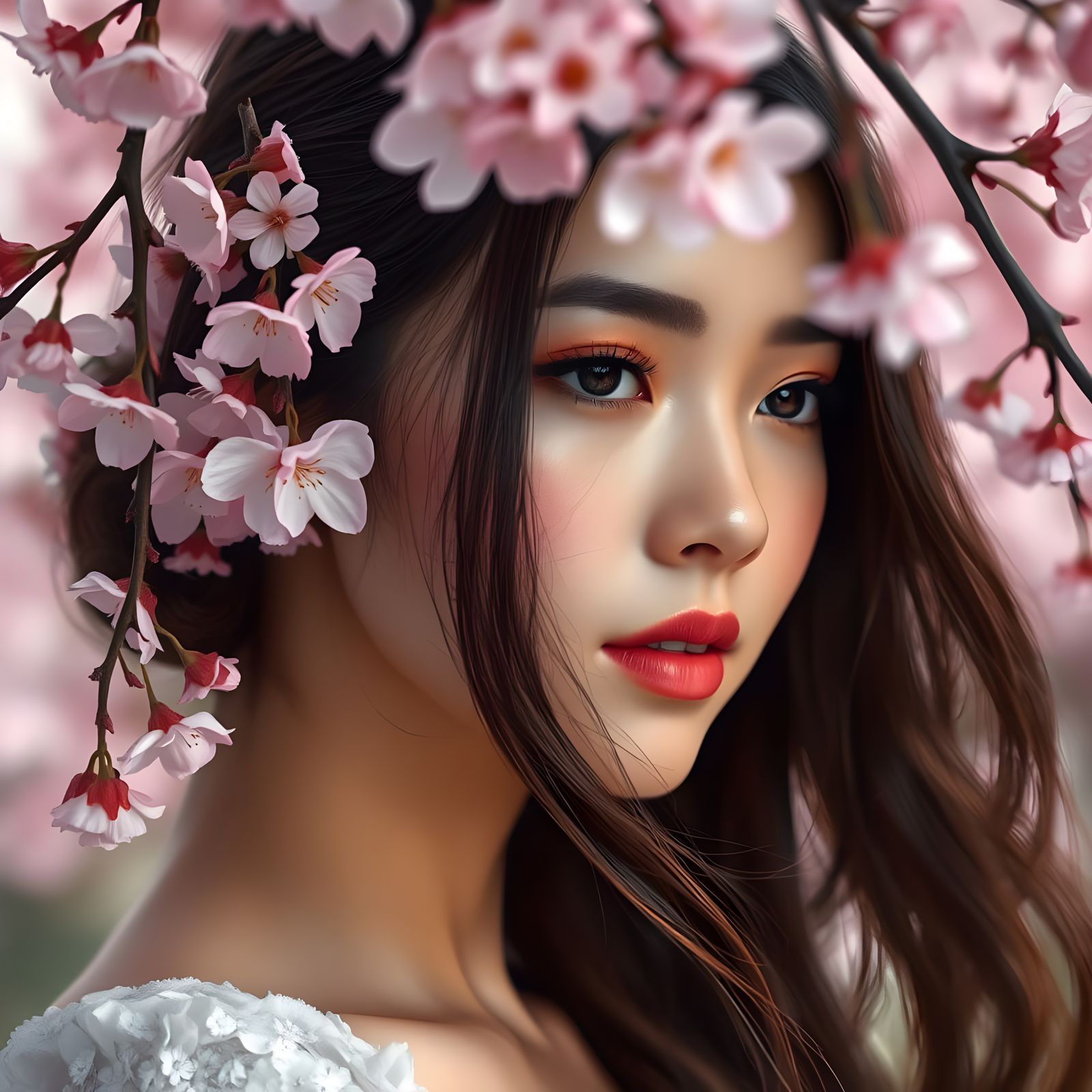 Ethereal Cherry Blossom Goddess