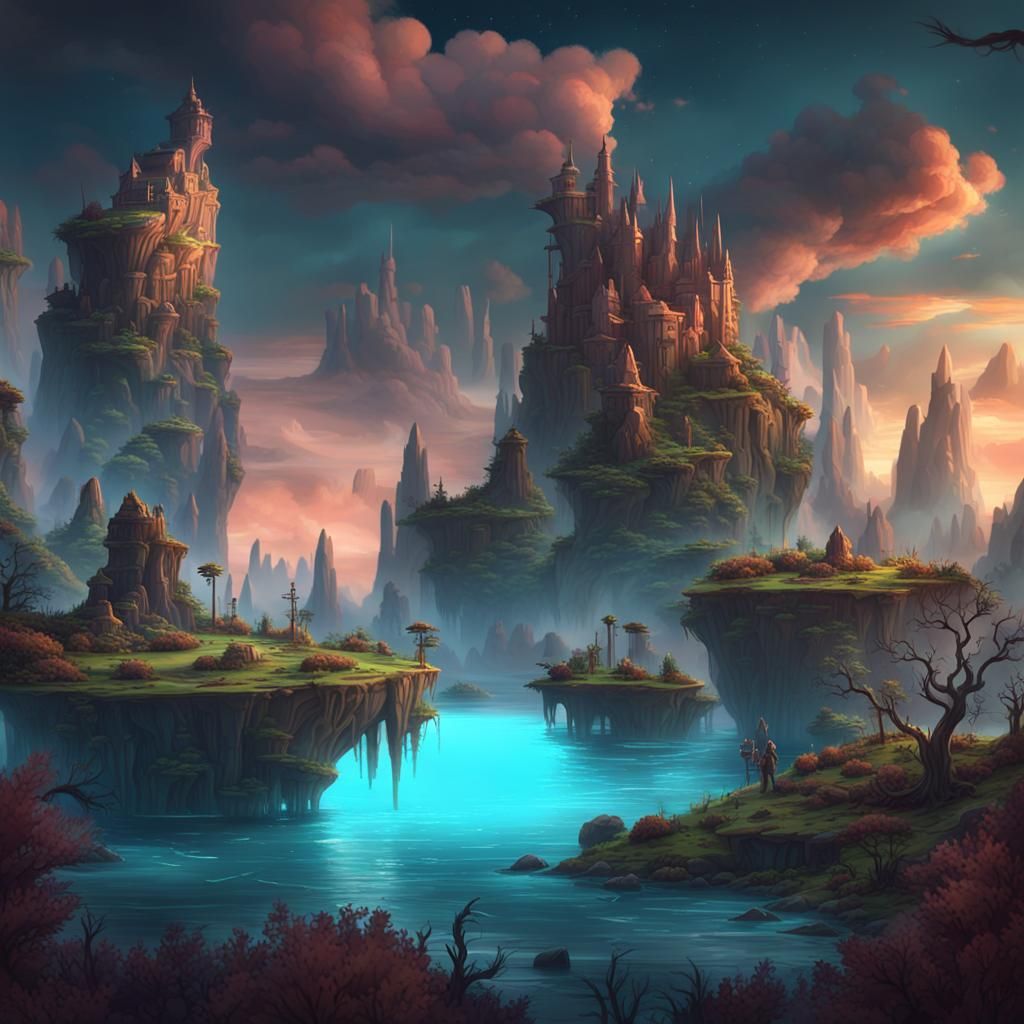 Fantastical Landscape with Floating Islands, Unreal Engine 5
