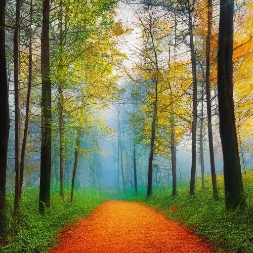 Time Traveler: Photorealistic Forest Scene in Vivid Colors