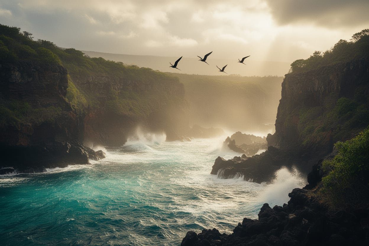 Cinematic Galapagos Islands: Volcanic Cliffs and Crashing Wa...