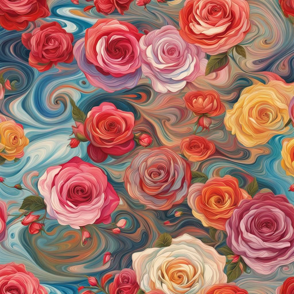 Colorful Marbling Roses Inspired by Anime Art
