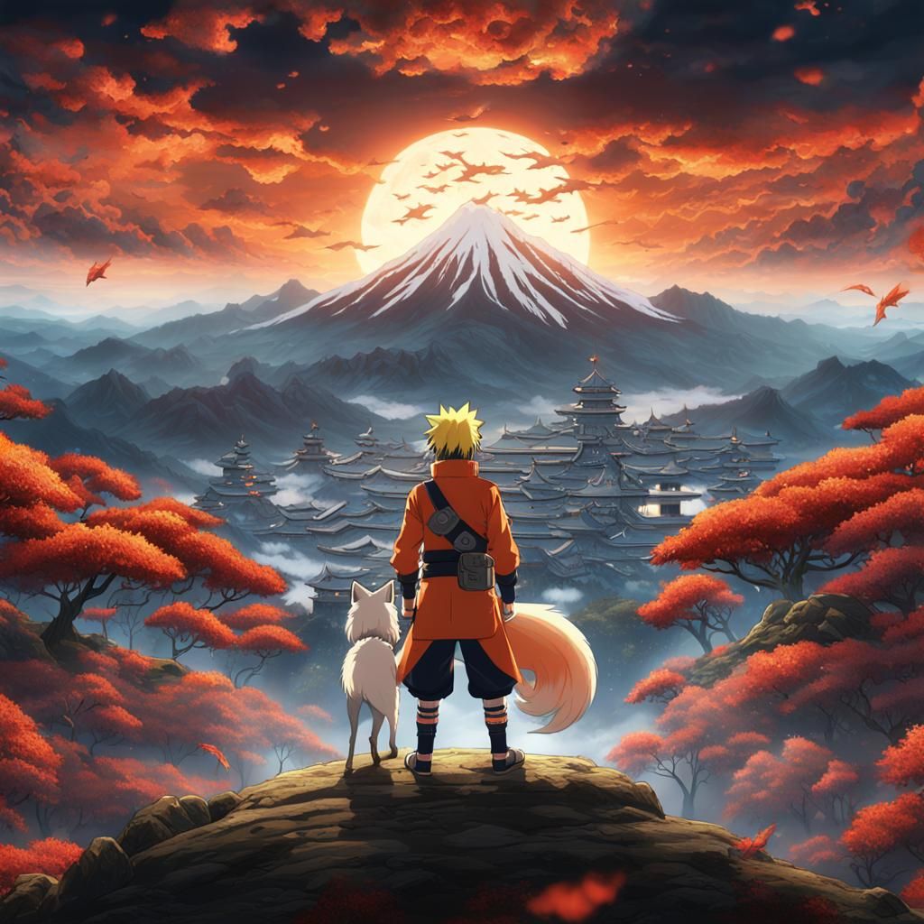 Naruto and Nine-Tailed Fox Fantasy Art