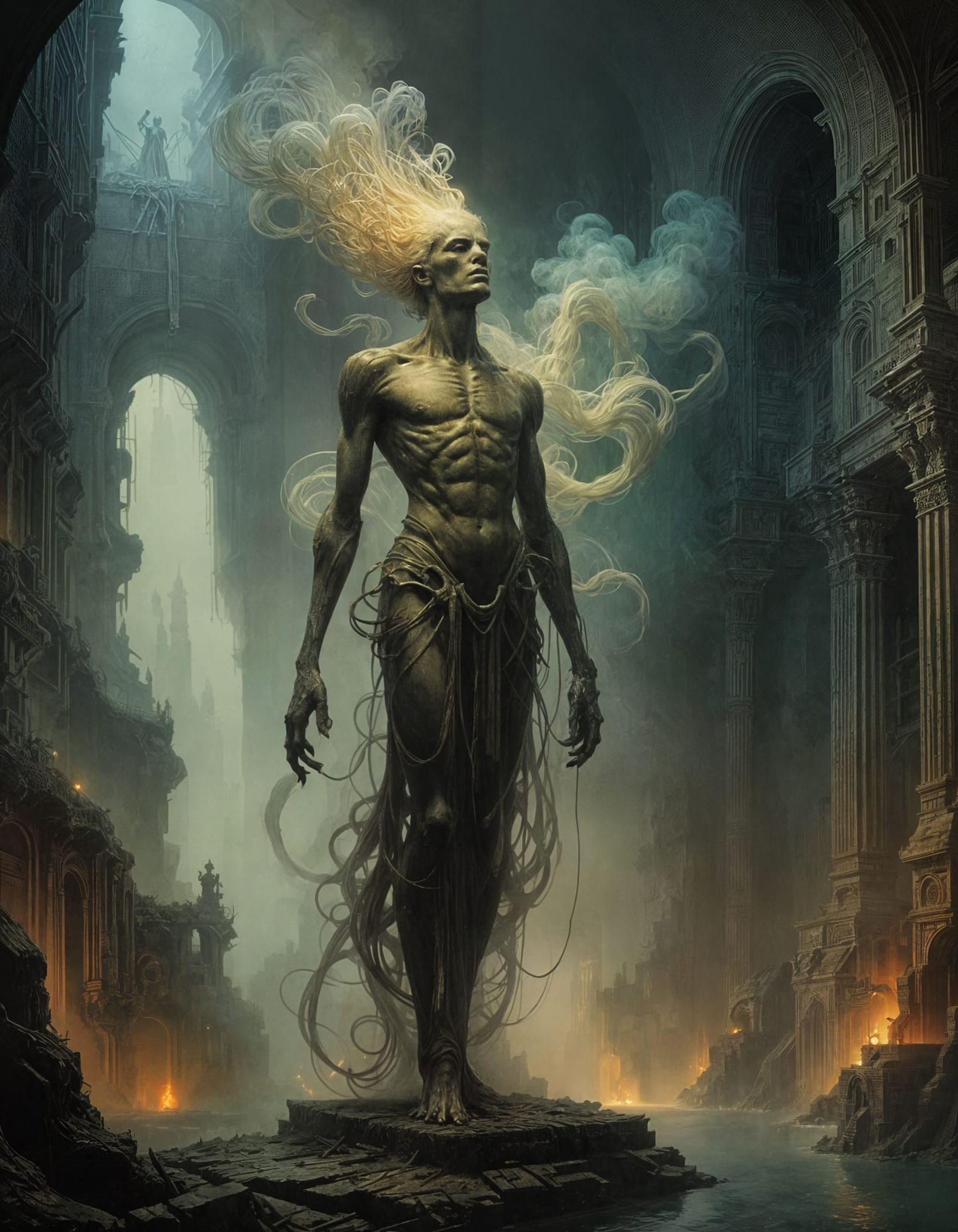 Ethereal Sci-Fi Power and Menace in Dark Dungeon