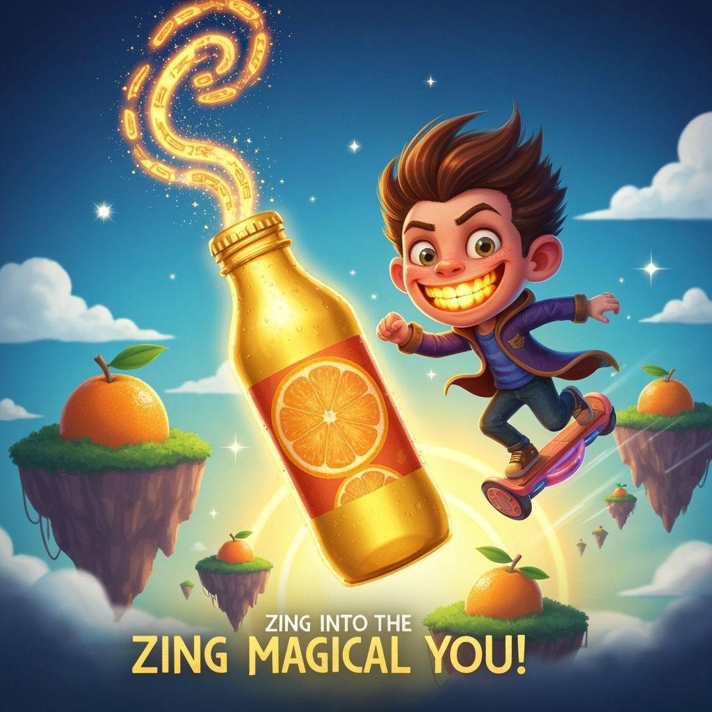 Magical Citrus Potion with Wizard Kid in Neon Style