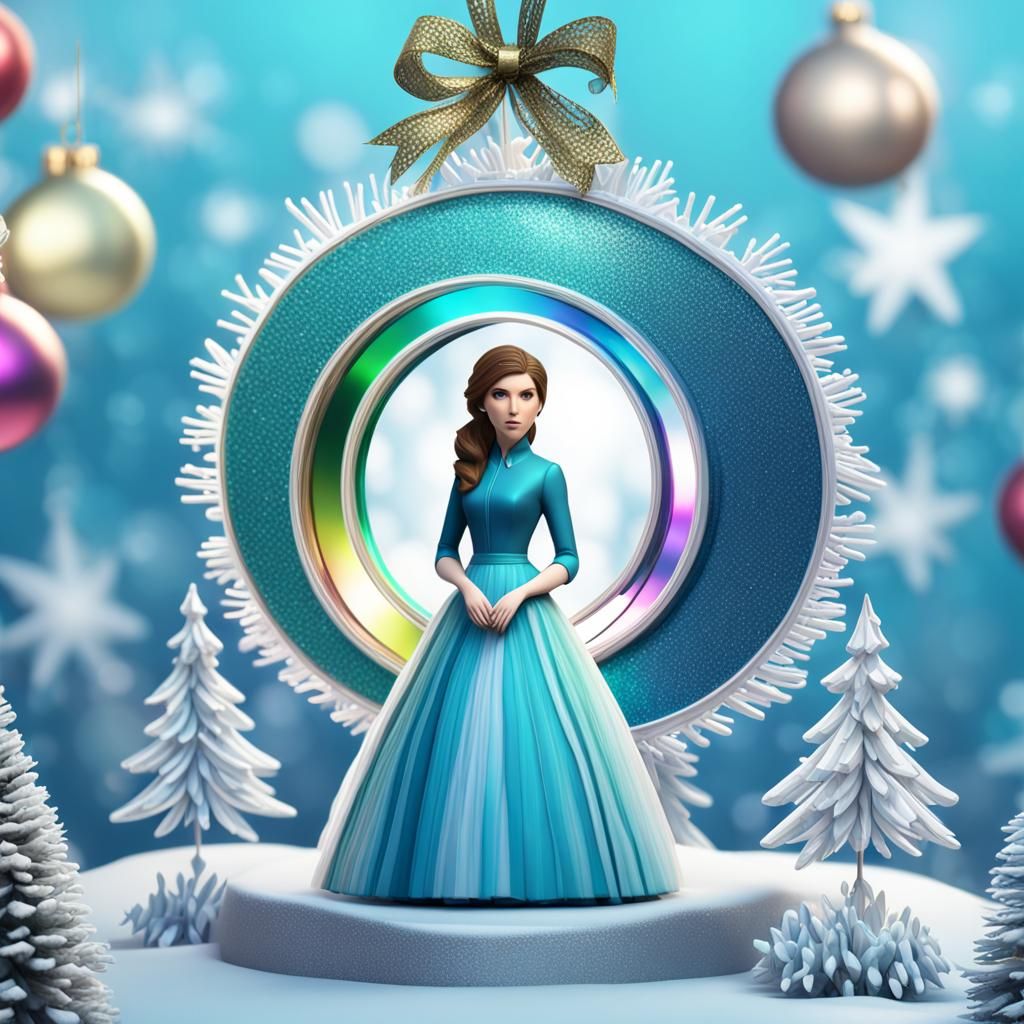 Anna Kendrick as Christmas Ornament: 3D Digital Art