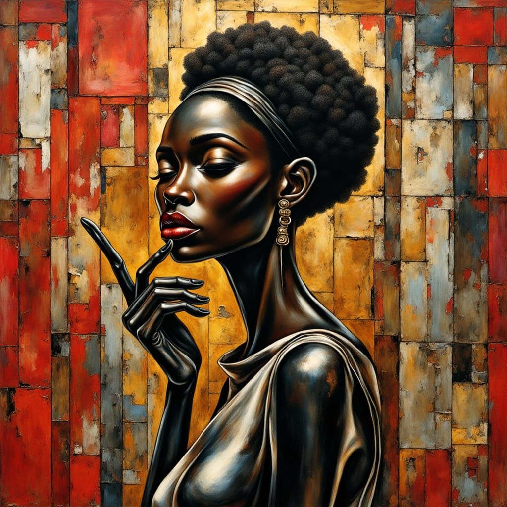 Abstract Black Woman Meme in Banksy Style