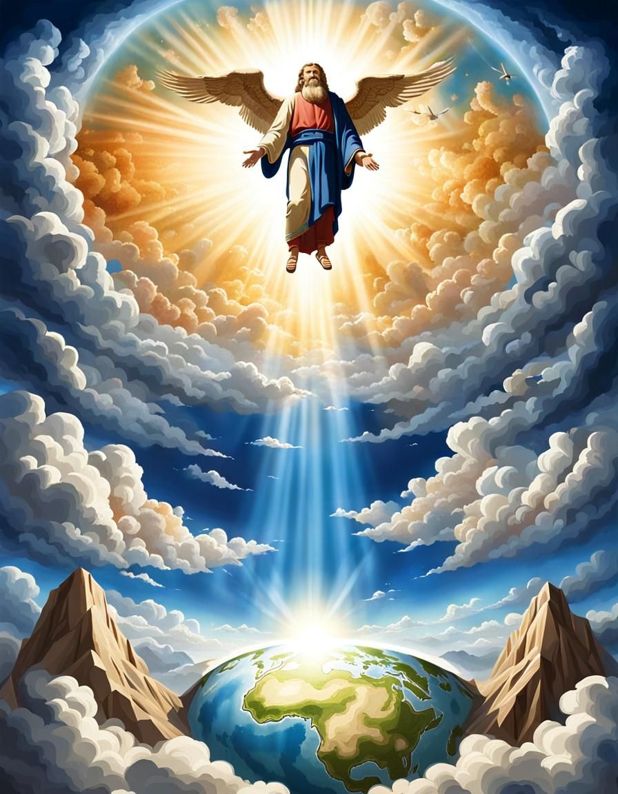 God Observes Earth from Heaven