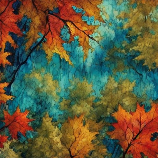 Autumnal Impressionism in Orange, Yellow and Green