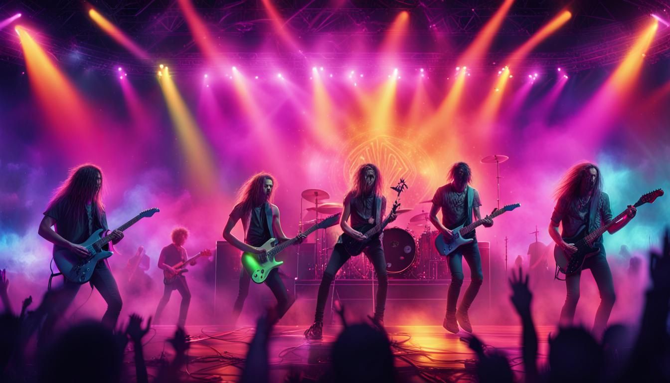 Rock Band's Electrifying Live Performance in Anime Style