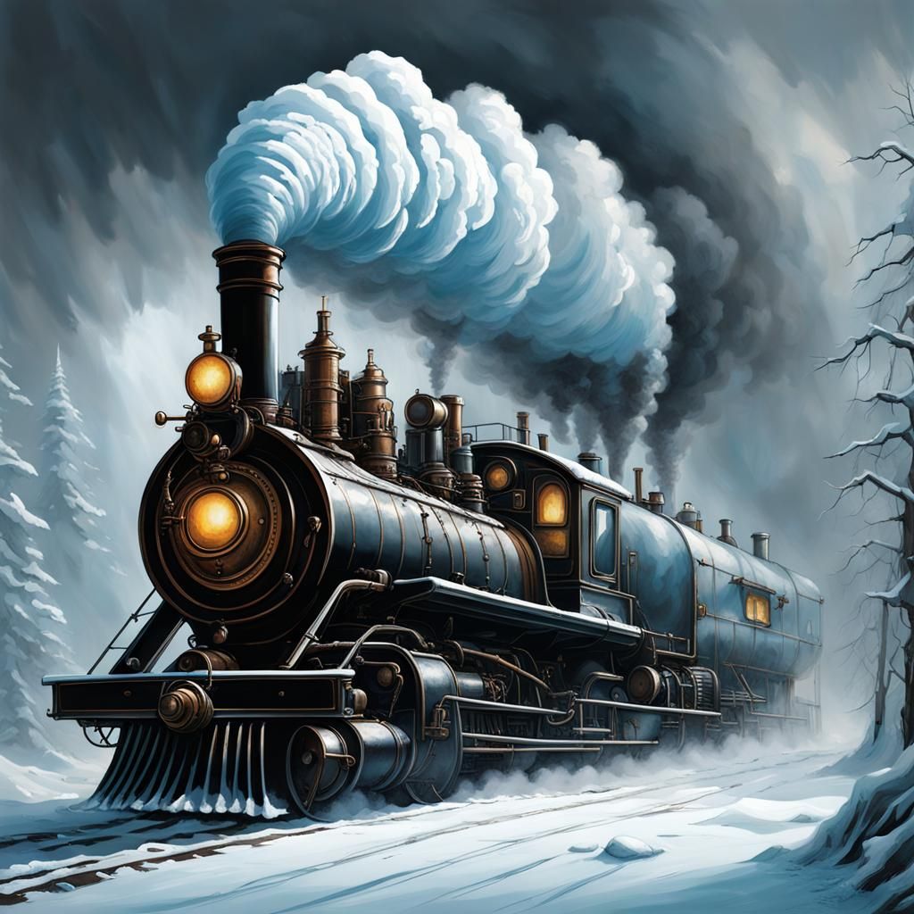 Steampunk Crawler Navigates Polar Ice Pack in Winter Storm