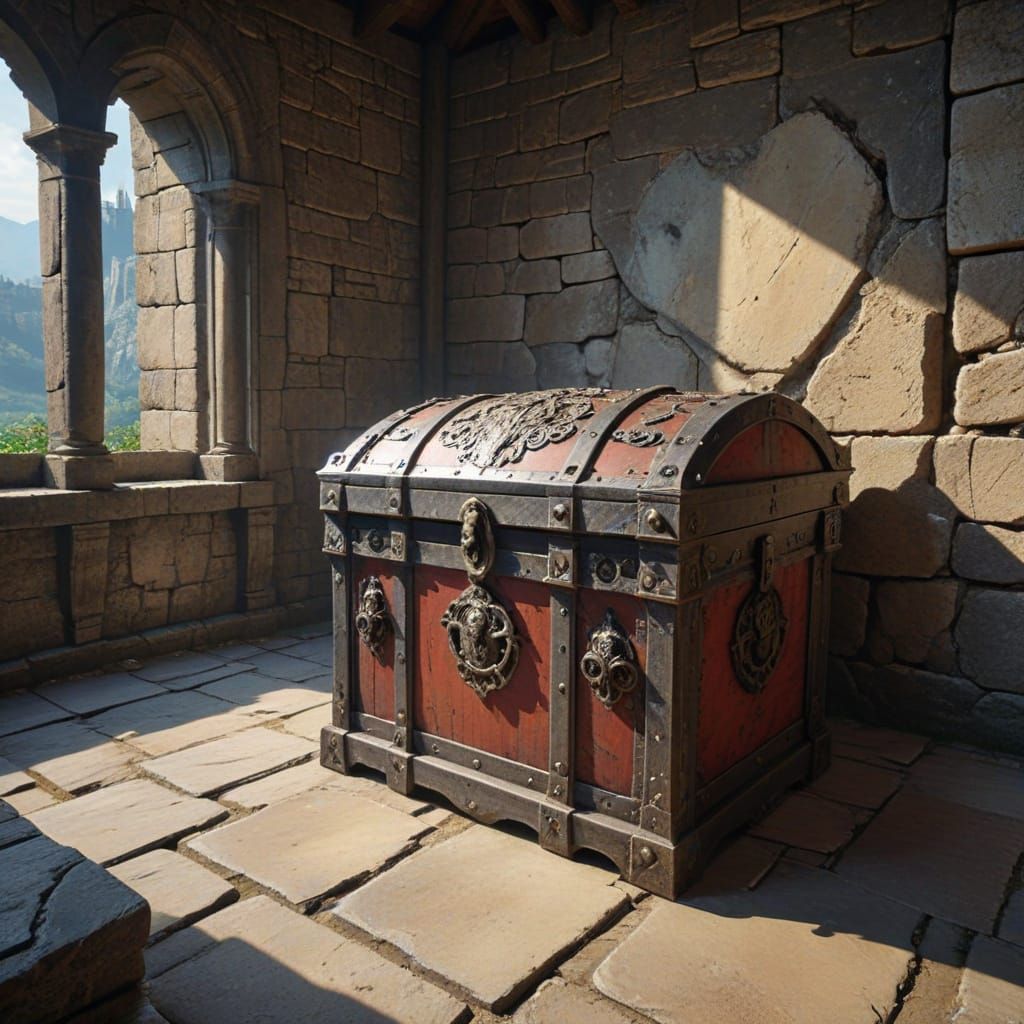 Red Dragon Guardian of Ancient Castle Chest