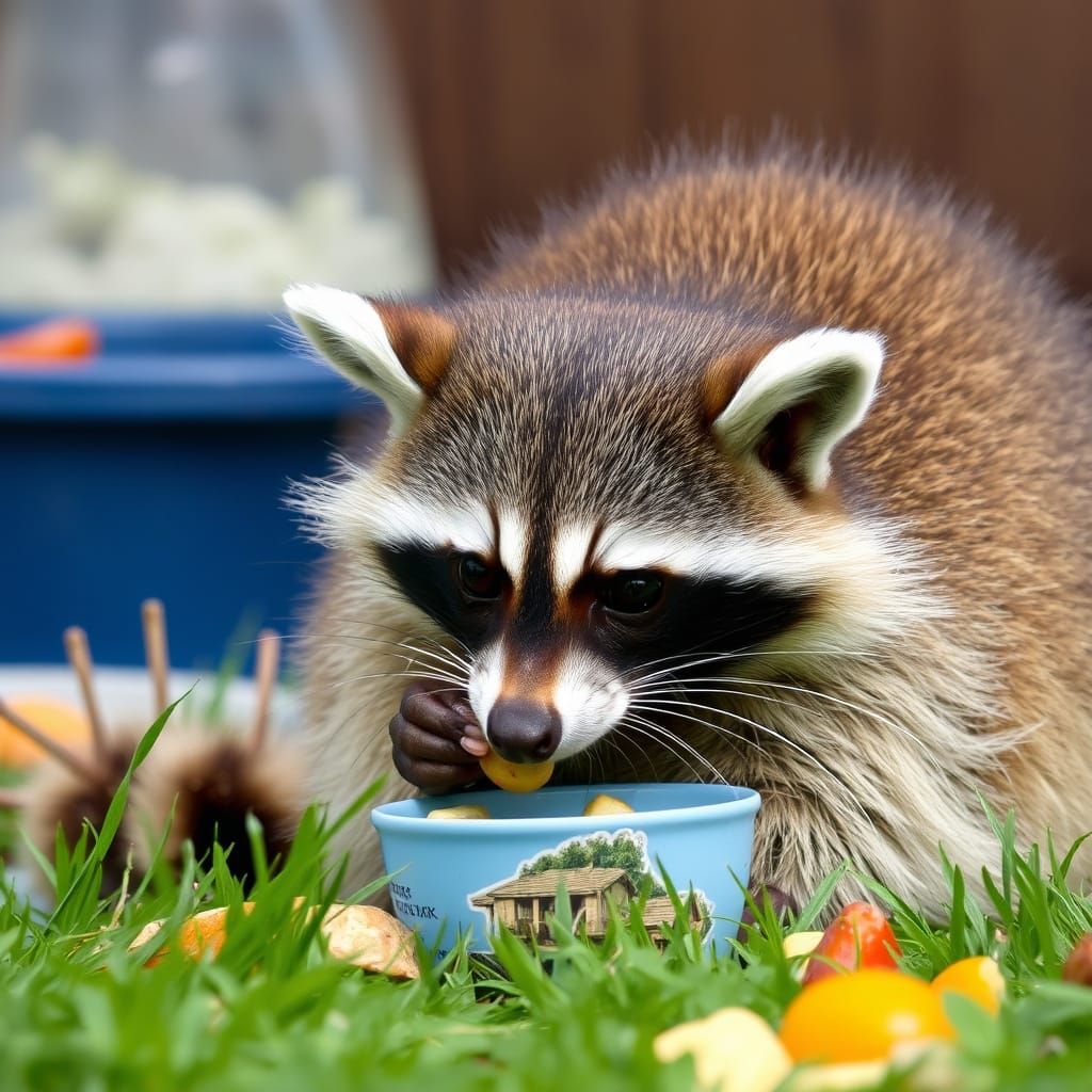 Raccoon Eating Potato Chips