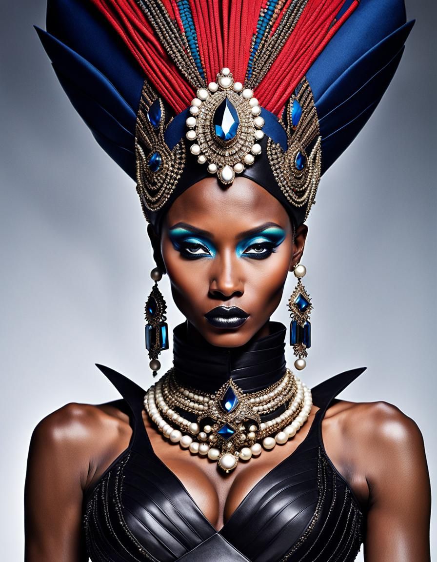 African Queen in Avant-Garde Fashion