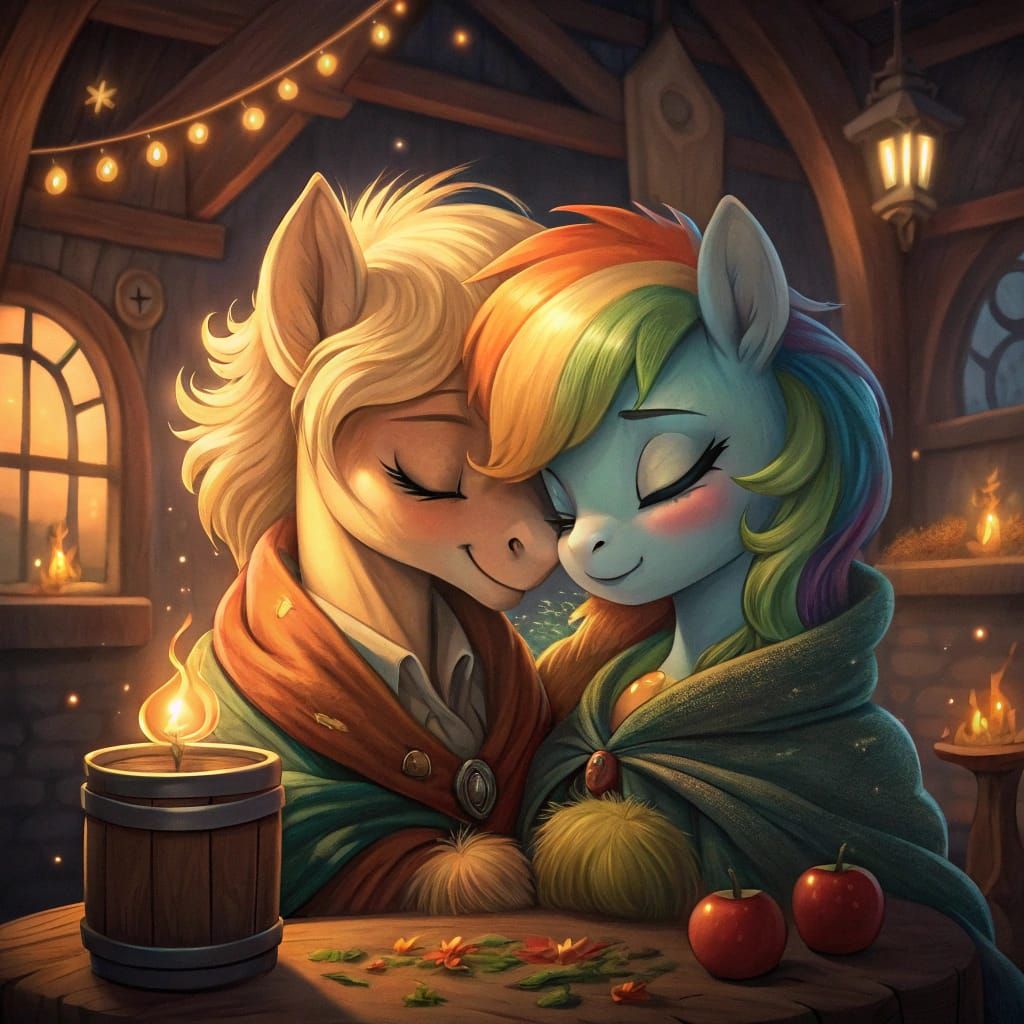 Ethereal Pony Portraits in Art Nouveau Tavern