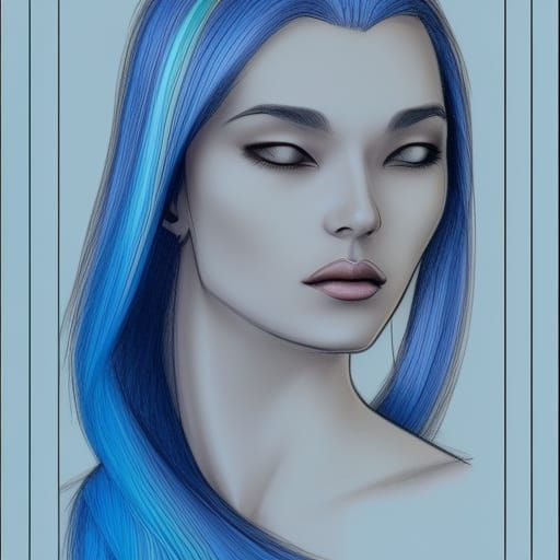 Futuristic Woman in Precisionism Pencil Sketch Style