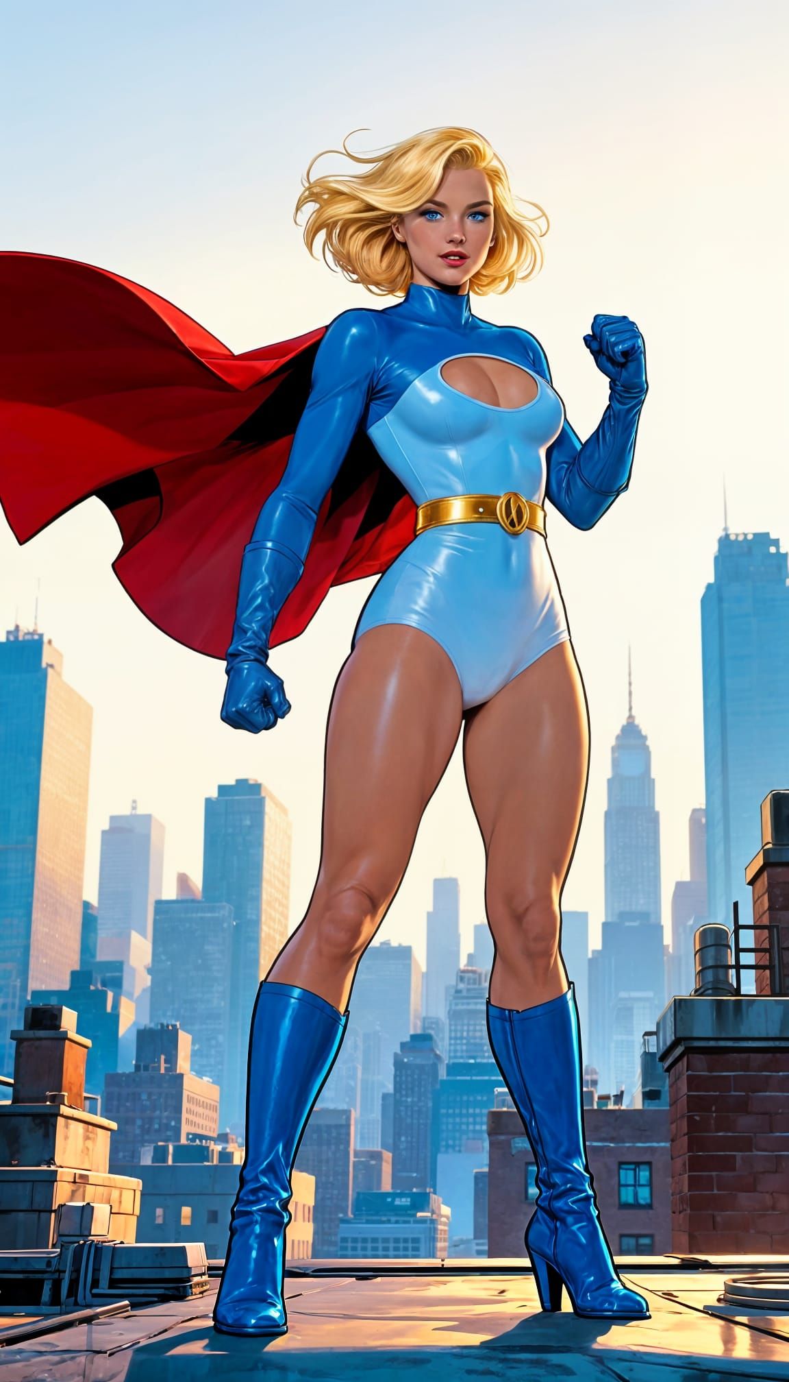 Powergirl Pin-Up in 90s Comic Style