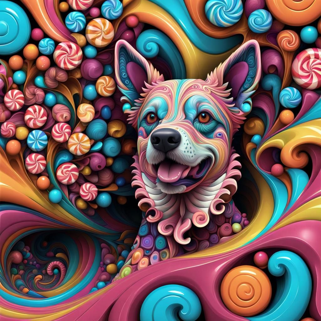 Abstract Candy Dog in Zentangle Style