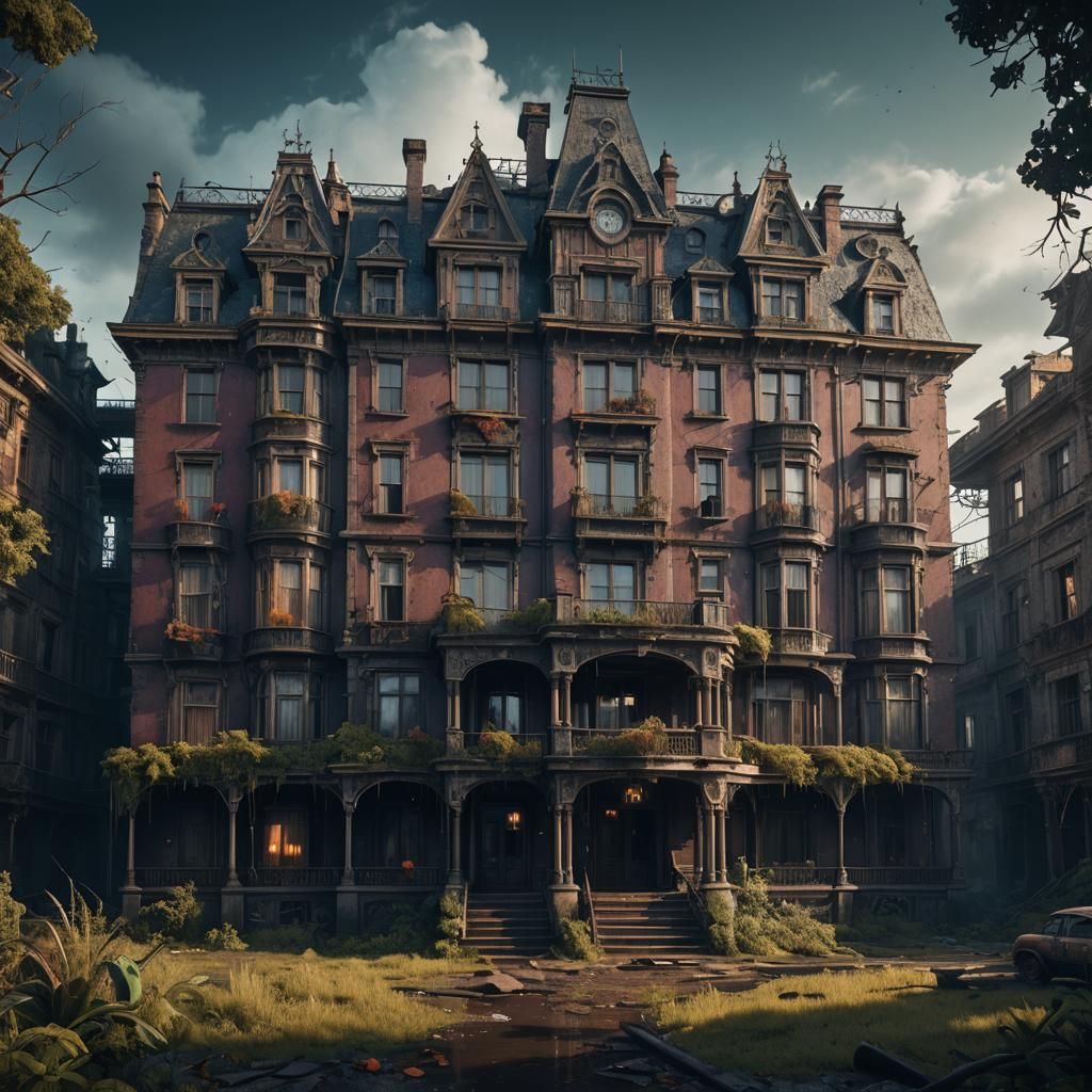 Creepy Abandoned Hotel: Detailed Matte Painting