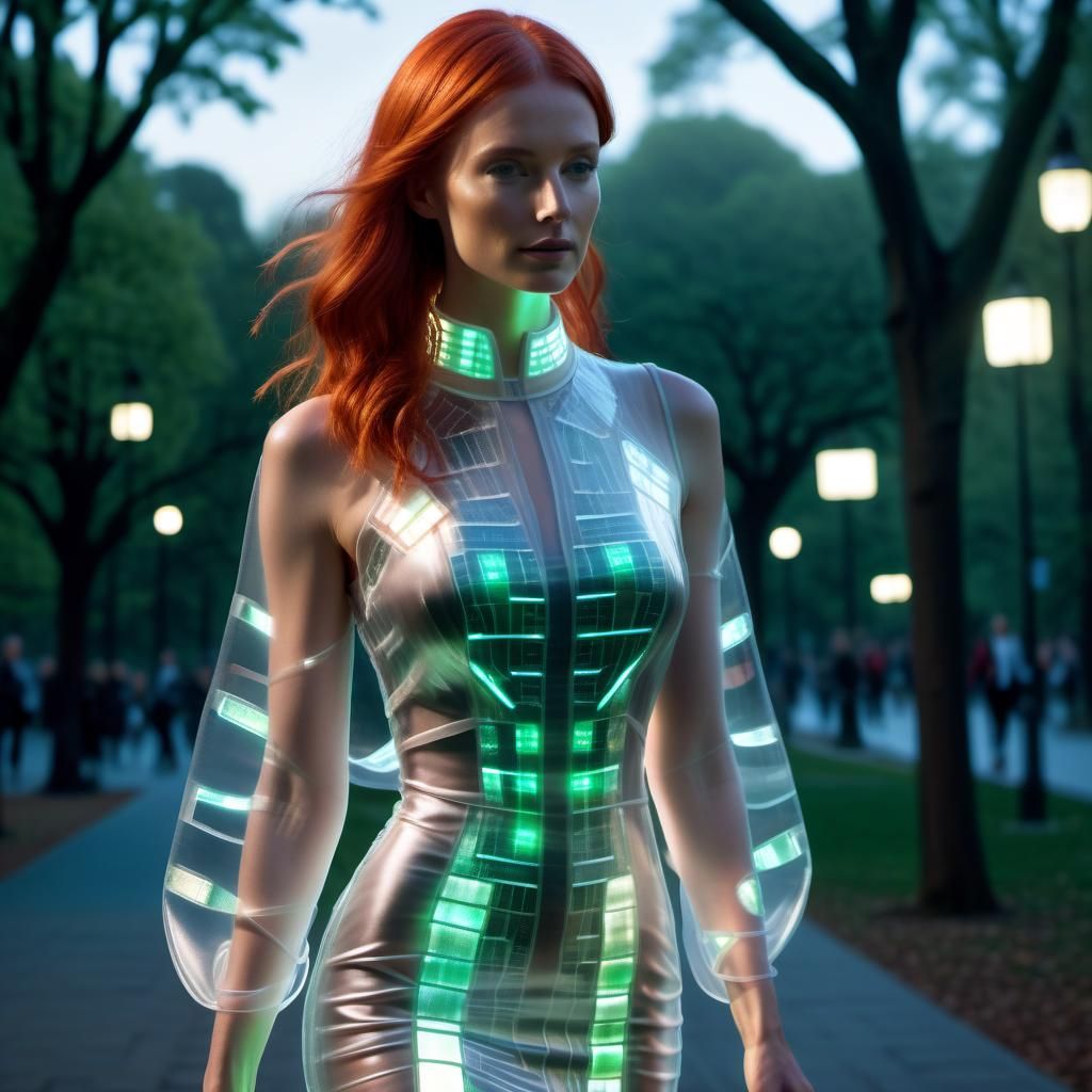 Luminescent Bio-Fabric Dress with Healthwatch in Park