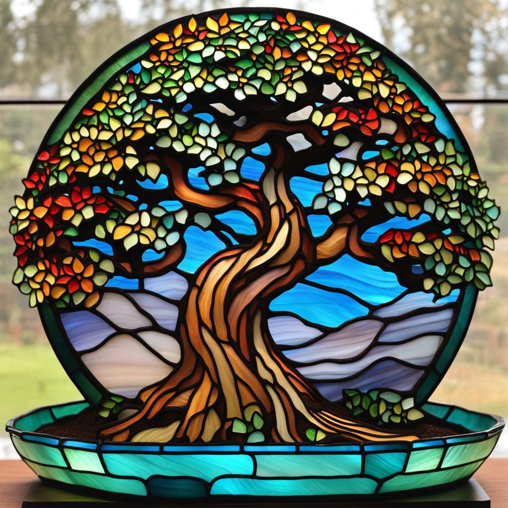Stained Glass Bonsai Tree Art