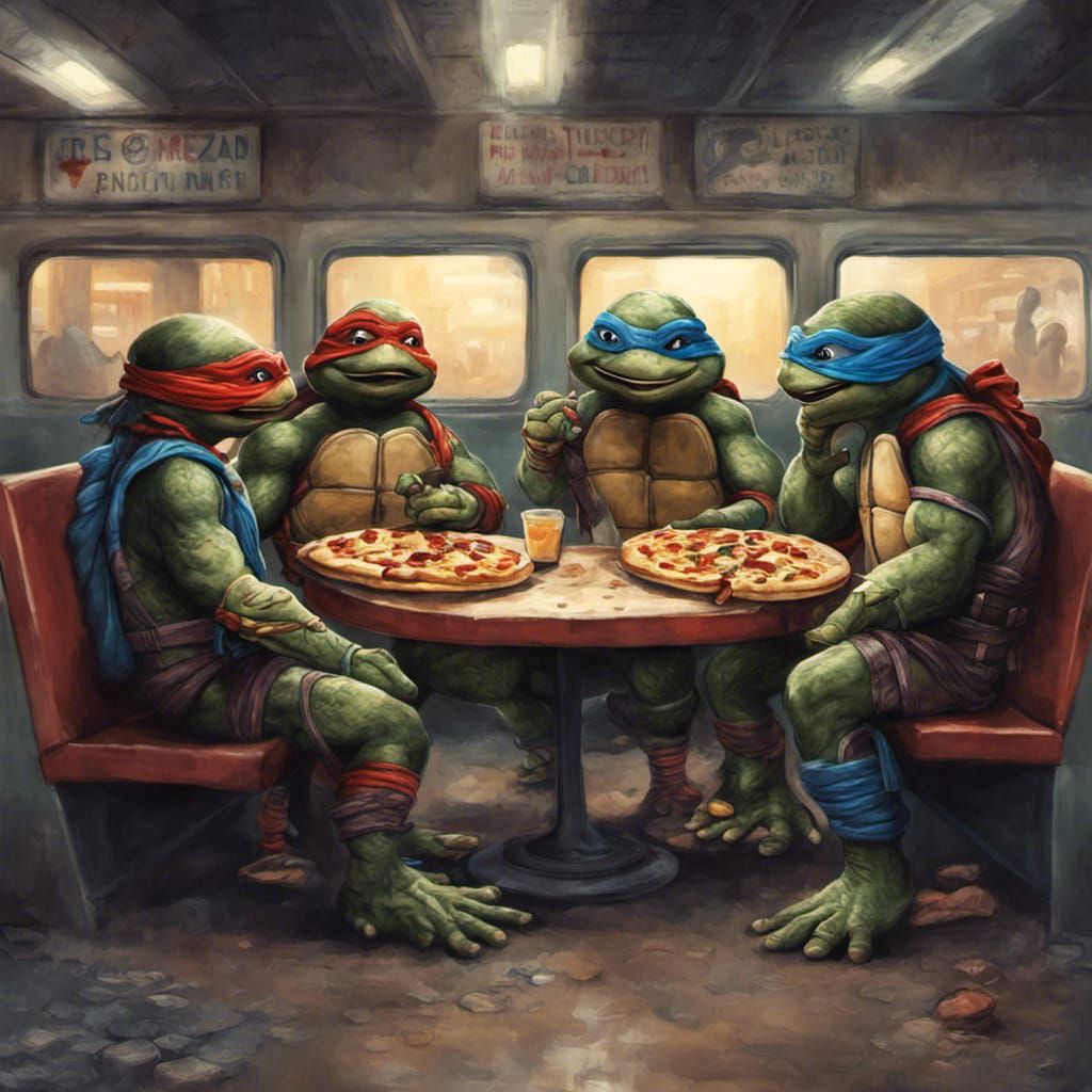 Joyful Ninja Turtles Discuss Philosophy
