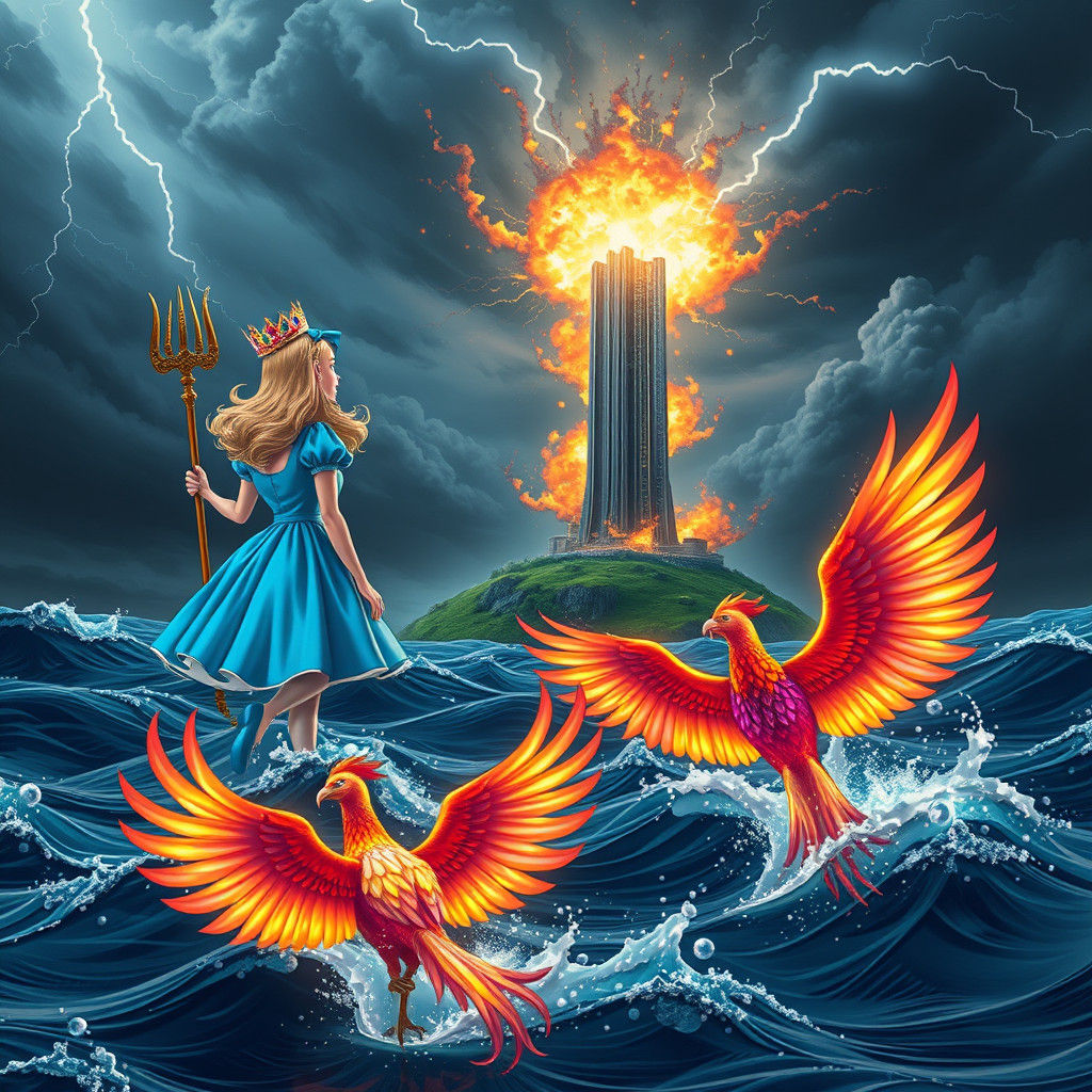 Alice in Wonderland Witnessing Tower Explosion