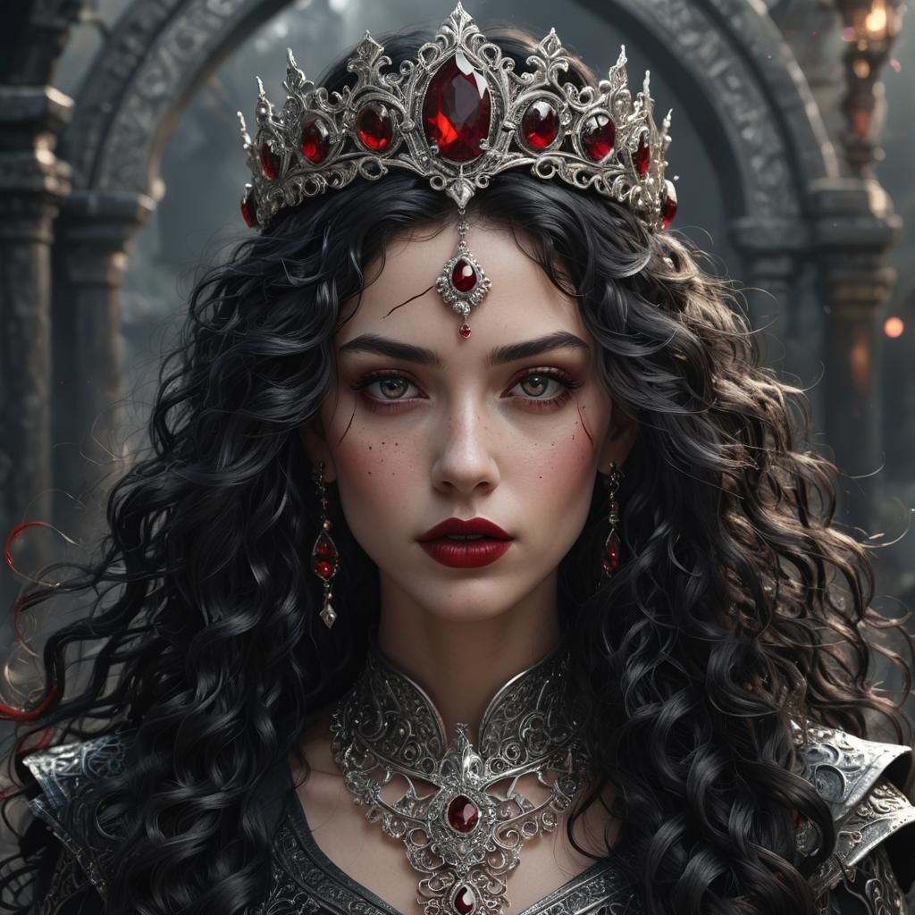 Fantasy Woman with Ruby Circlet in Hair, Digital Art