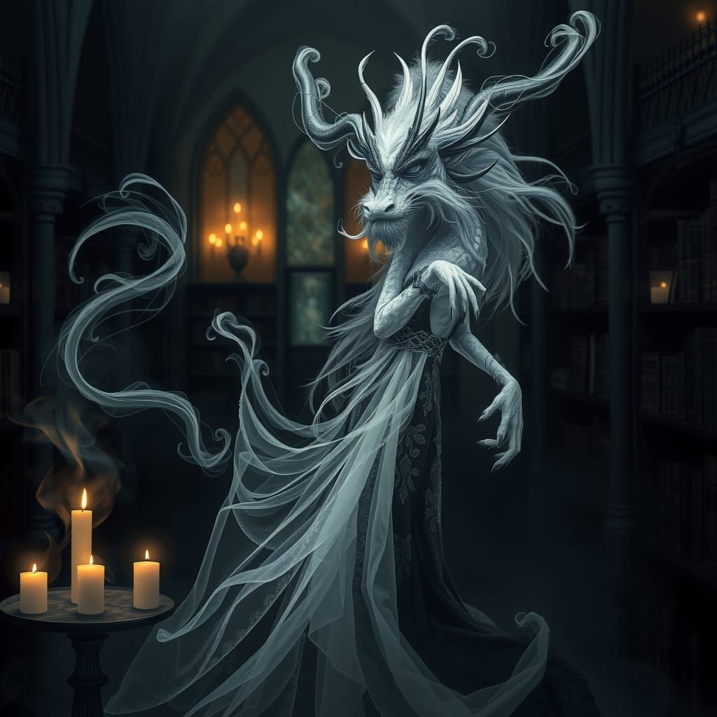 Gothic Dream: Mythical Creature in Black and White