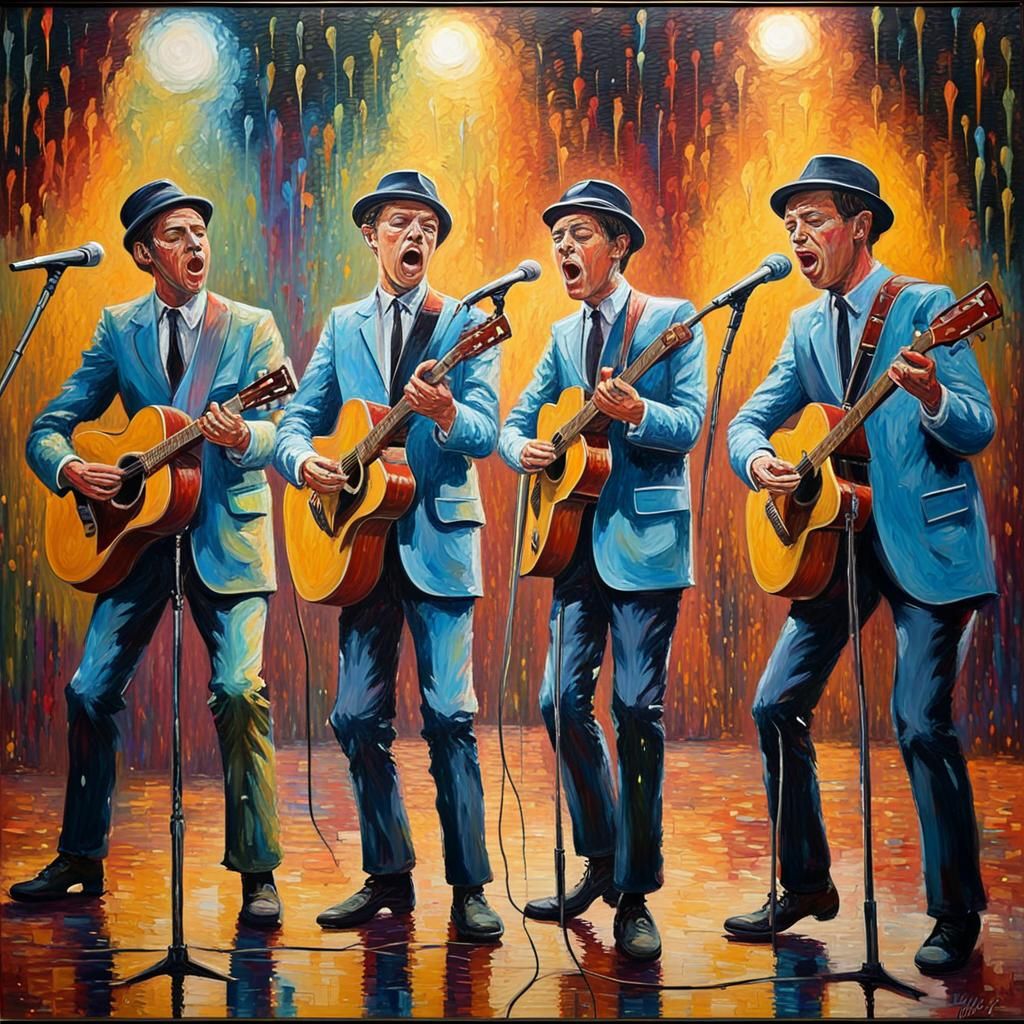 1960s Pop Group in Neo-Impressionist Style