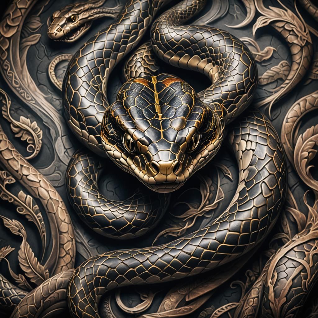 Hyperrealistic Snake Tattoo in High Definition