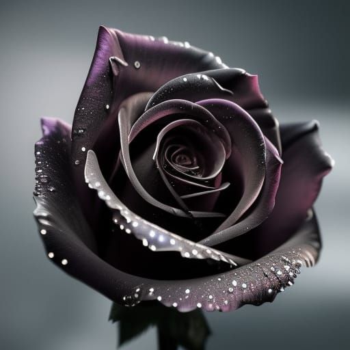 Dramatic Black Rose in Eldritch Surrealism