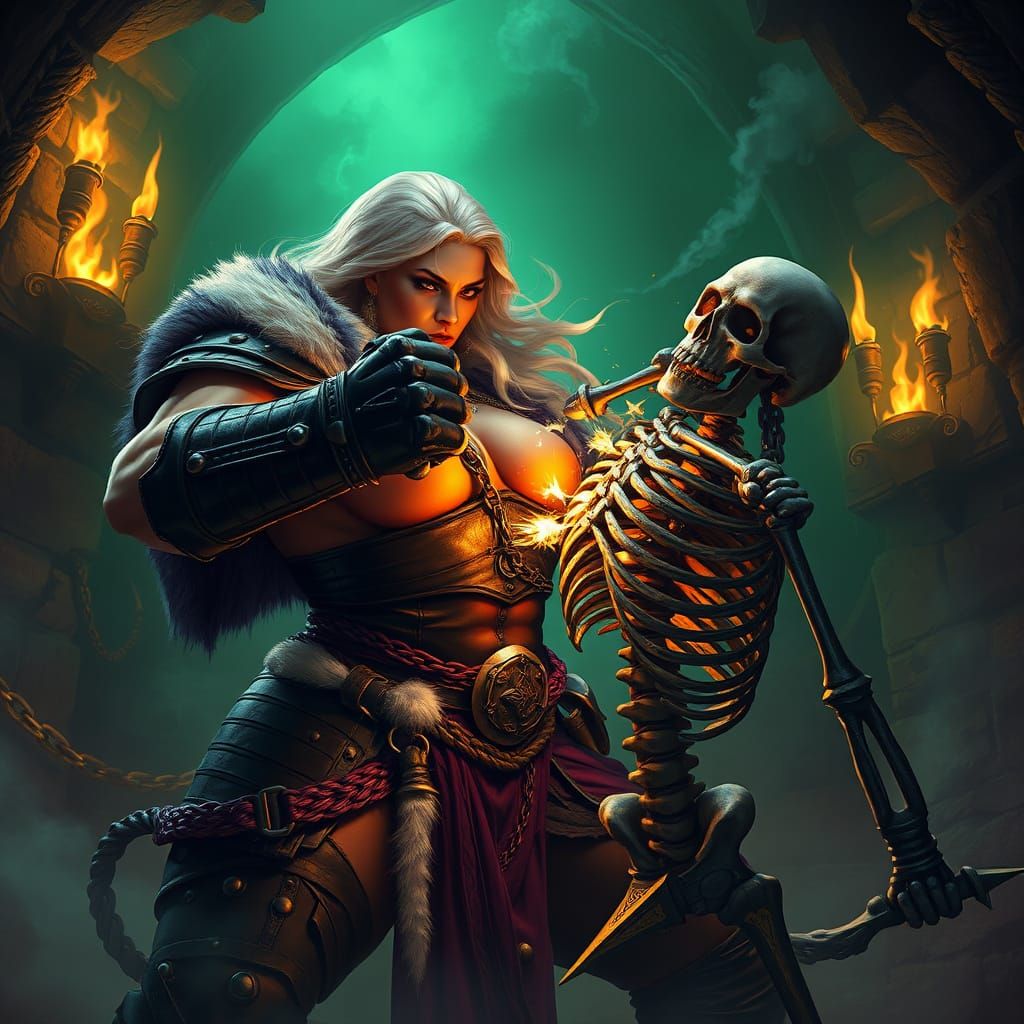 Ethereal Battle Scene in Dark Fantasy Art Style