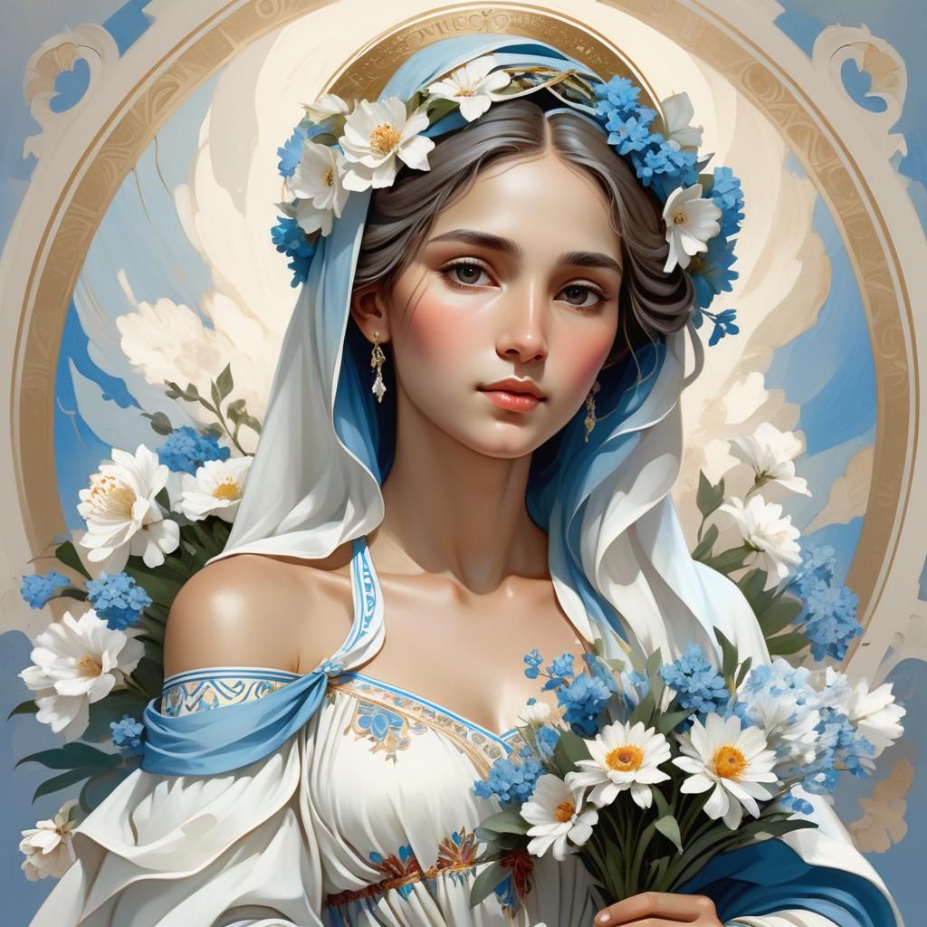 Elegant Virgin of Pilar Portrait in Ethereal Style