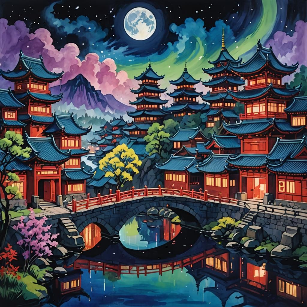 River City Fusion: Medieval Ruins and Northern Lights