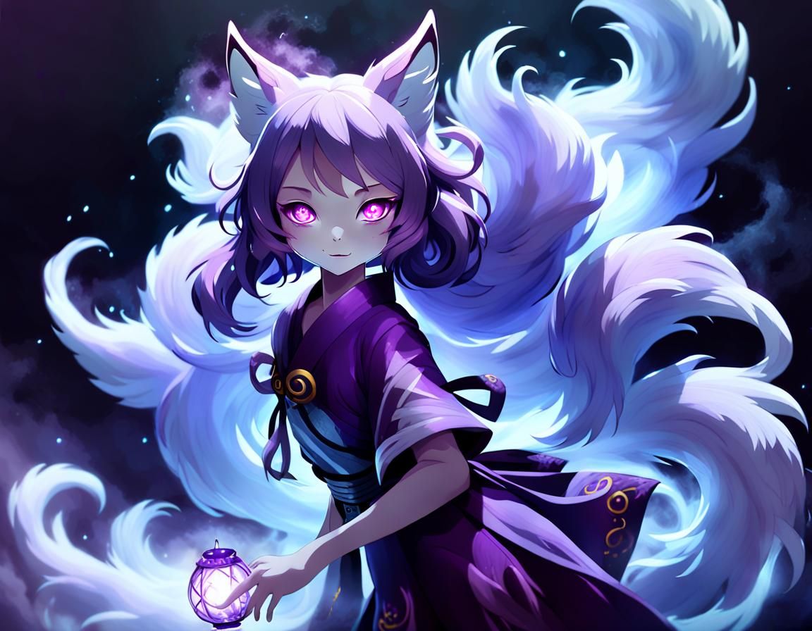 Mysterious Kitsune in Dark Fantasy Realm