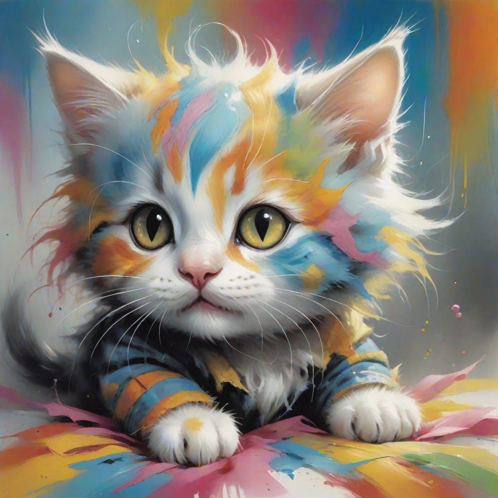 Adorable Baby Kitten in Stephen Gammell Style