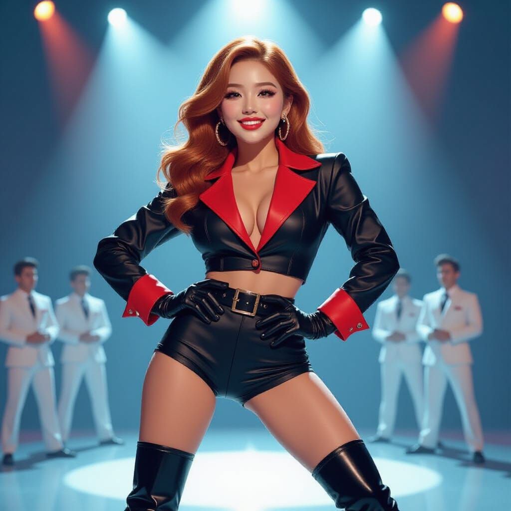 K-Pop Star on Stage in Comic Art Style